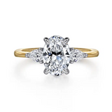 Sima - 14K Yellow Gold Oval Three Stone Diamond Engagement Ring