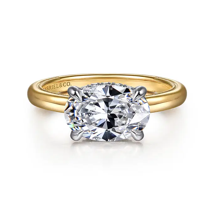 Sandi - 14K White-Yellow Gold Oval Diamond Engagement Ring
