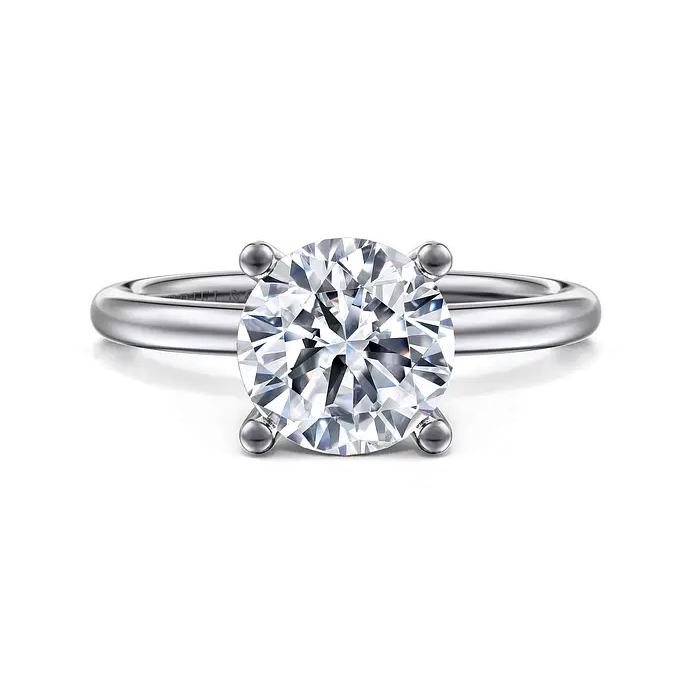 Ella - 14K White Gold Round Solitaire Diamond Engagement Ring