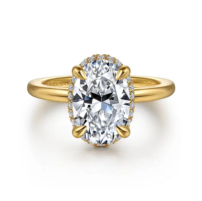 Bonnie - 14K Yellow Gold Oval Hidden Halo Diamond Engagement Ring