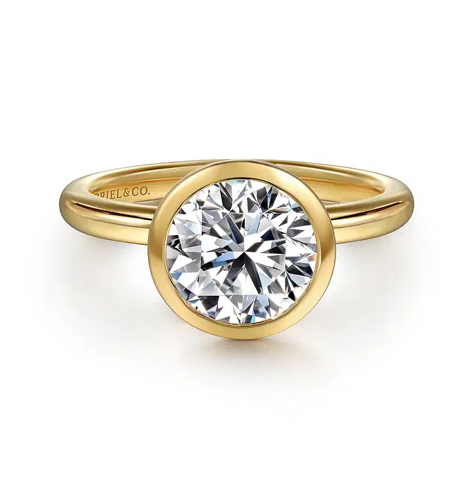 Linny - 14K Yellow Gold Round Bezel Set Diamond Engagement Ring
