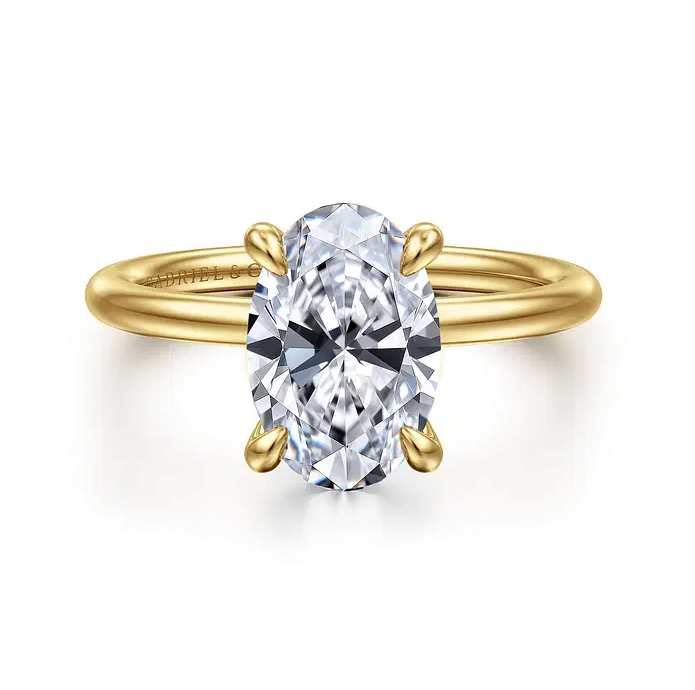 Anuk - 14K White Gold Oval Hidden Halo Diamond Engagement Ring
