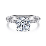 Allison - 14K Yellow-White Gold Round Hidden Halo Diamond and Engagement Ring