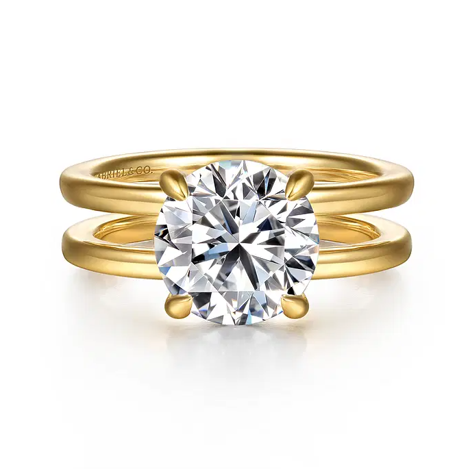 Oksana - 14K Yellow Gold Round Diamond Engagement Ring