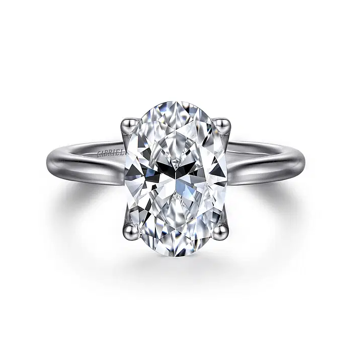 Nola - 14K White Gold Oval Lotus Diamond Engagement Ring