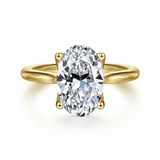 Nola - 14K White Gold Oval Lotus Diamond Engagement Ring