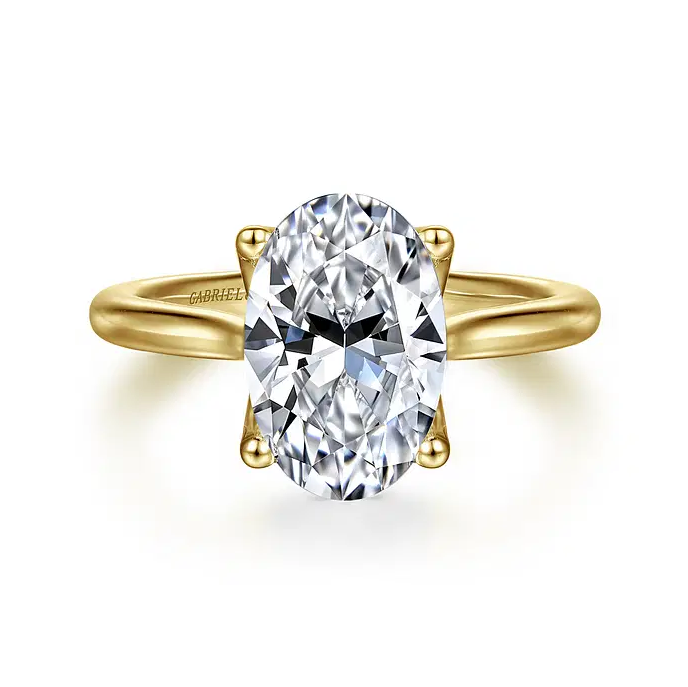 Nola - 14K White Gold Oval Lotus Diamond Engagement Ring