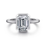 Brooke - 14K Yellow Gold Emerald Cut Bezel Set Solitaire Diamond Engagement Ring