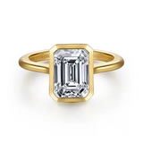 Brooke - 14K Yellow Gold Emerald Cut Bezel Set Solitaire Diamond Engagement Ring