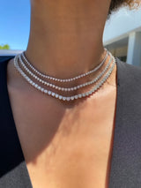 14K White Gold 10.00ct Round Diamond Tennis Necklace