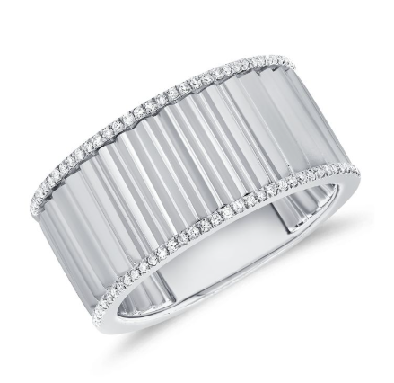 YELLOW GOLD DIAMOND FLUTED RING