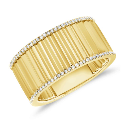 YELLOW GOLD DIAMOND FLUTED RING