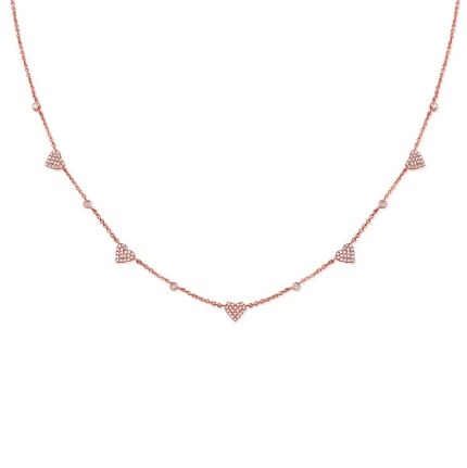 ROSE GOLD DIAMOND HEART STATION NECKLACE