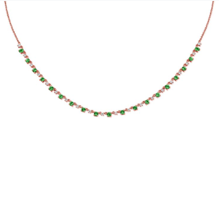 ROSE GOLD EMERALD AND DIAMOND NECKLACE