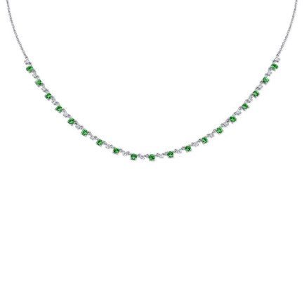 ROSE GOLD EMERALD AND DIAMOND NECKLACE