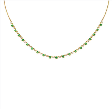 WHITE GOLD EMERALD AND DIAMOND NECKLACE