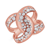 WHITE GOLD DIAMOND CROSSOVER CONFETTI RING