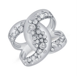 WHITE GOLD DIAMOND CROSSOVER CONFETTI RING
