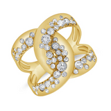 WHITE GOLD DIAMOND CROSSOVER CONFETTI RING