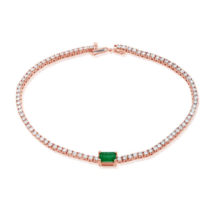 ROSE GOLD EMERALD AND DIAMOND TENNIS BRACELET