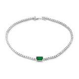YELLOW GOLD EMERALD AND DIAMOND TENNIS BRACELET