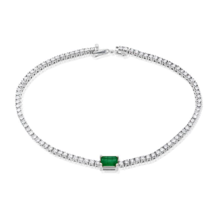 ROSE GOLD EMERALD AND DIAMOND TENNIS BRACELET