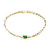 YELLOW GOLD EMERALD AND DIAMOND TENNIS BRACELET