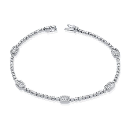 WHITE GOLD BAGUETTES AND DIAMOND TENNIS BRACELET