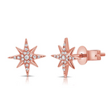 YELLOW GOLD DIAMOND STARBURST STUD EARRINGS