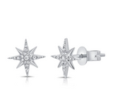 YELLOW GOLD DIAMOND STARBURST STUD EARRINGS