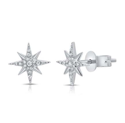 YELLOW GOLD DIAMOND STARBURST STUD EARRINGS