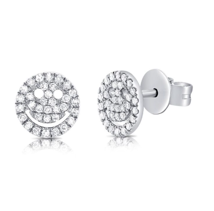 ROSE GOLD DIAMOND SMILEY STUD EARRINGS