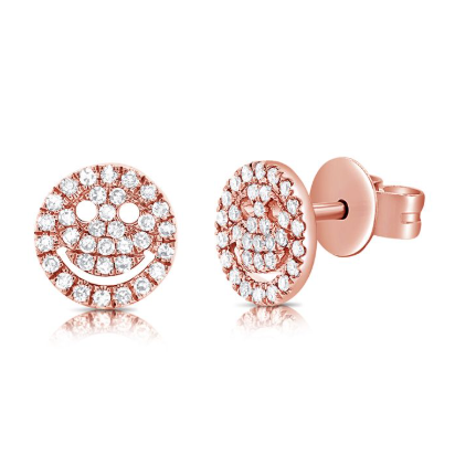 ROSE GOLD DIAMOND SMILEY STUD EARRINGS
