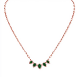 WHITE GOLD EMERALD AND DIAMOND PEAR PAPERCLIP NECKLACE