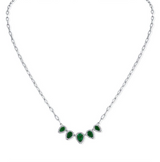 WHITE GOLD EMERALD AND DIAMOND PEAR PAPERCLIP NECKLACE