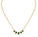 WHITE GOLD EMERALD AND DIAMOND PEAR PAPERCLIP NECKLACE