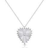 WHITE GOLD DIAMOND FLUTED HEART PENDANT NECKLACE