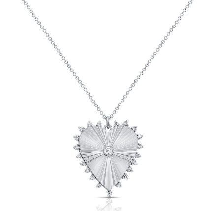 ROSE GOLD DIAMOND FLUTED HEART PENDANT NECKLACE