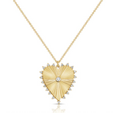 WHITE GOLD DIAMOND FLUTED HEART PENDANT NECKLACE