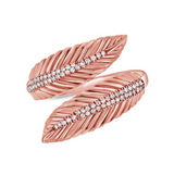 WHITE GOLD DIAMOND FLUTED LEAF WRAP RING