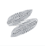 WHITE GOLD DIAMOND FLUTED LEAF WRAP RING