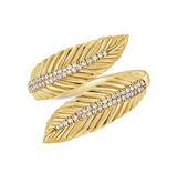 WHITE GOLD DIAMOND FLUTED LEAF WRAP RING
