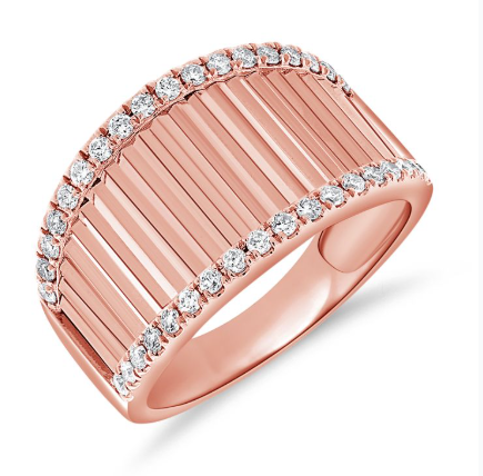 WHITE GOLD DIAMOND FLUTED RING
