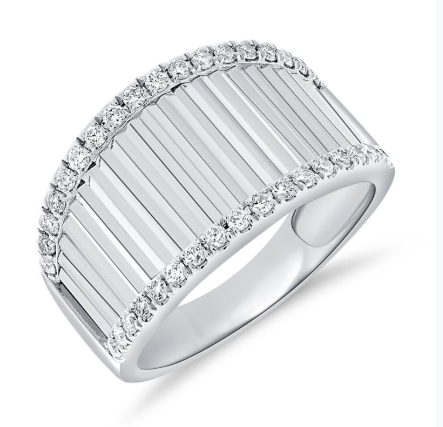 WHITE GOLD DIAMOND FLUTED RING