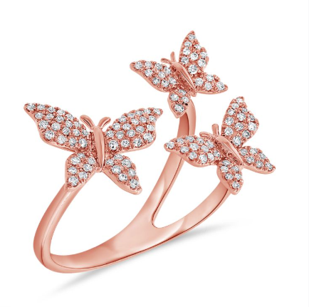 WHITE GOLD DIAMOND BUTTERFLY WRAP RING