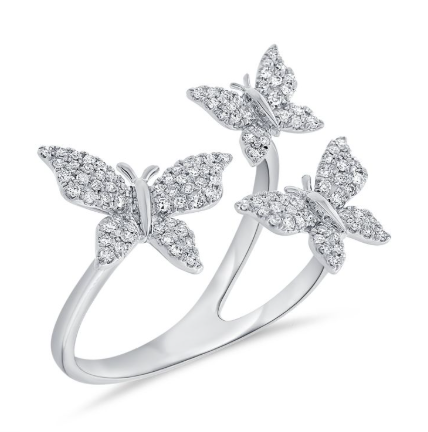 WHITE GOLD DIAMOND BUTTERFLY WRAP RING