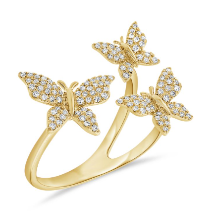 WHITE GOLD DIAMOND BUTTERFLY WRAP RING