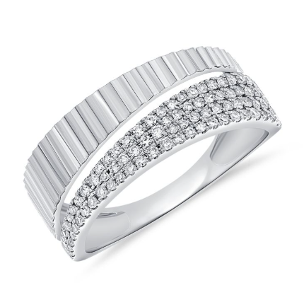 YELLOW GOLD DIAMOND FLUTED RING