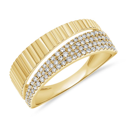 YELLOW GOLD DIAMOND FLUTED RING