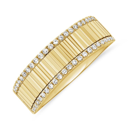 YELLOW GOLD DIAMOND FLUTED RING